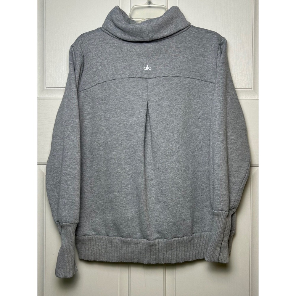 Alo Yoga Cowl Neck Sweatshirt Womens Gray Thumbhole Pullover Lounge Top